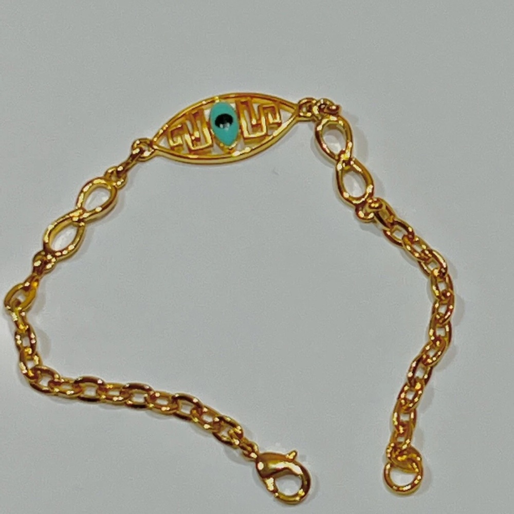 NWT Stainless steel gold plated Good Luck Round Evil Eye Bracelet Link Chain